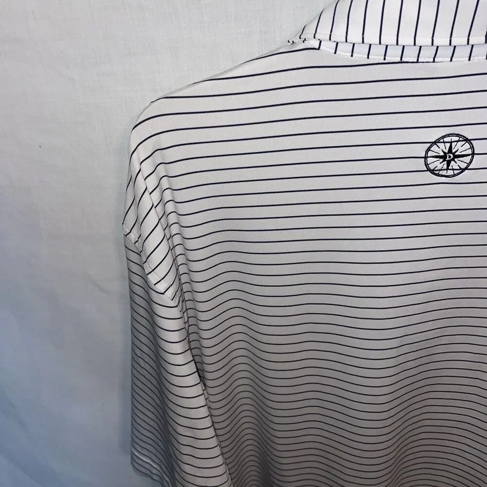 Peter Millar Summer Comfort Men’s Polo Shirt Sz XL White Striped Athleisure Golf